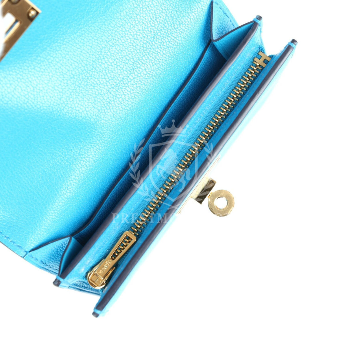 Hermes Kelly Pocket Slim Wallet Bleu Frida Chevre GHW — изображение 8