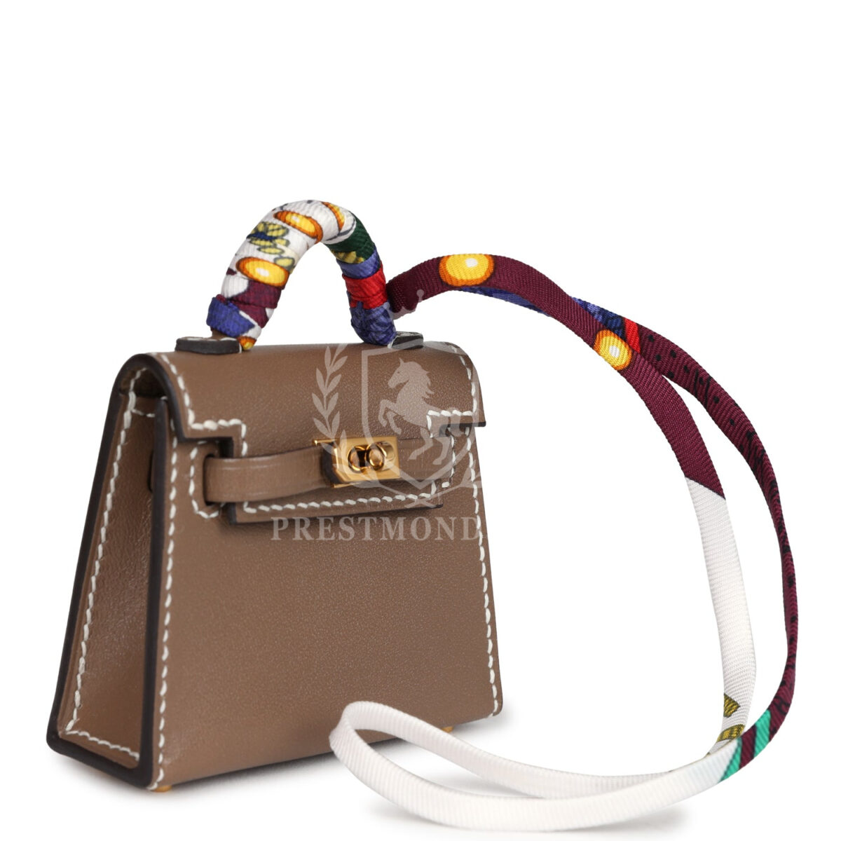 Hermes Mini Kelly Twilly Bag Charm Etoupe Tadelakt Gold Hardware — изображение 2