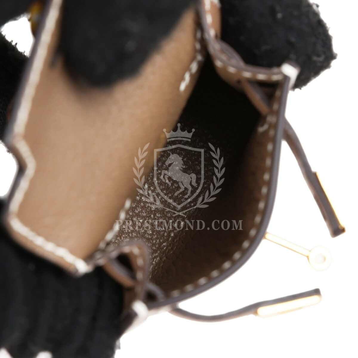 Hermes Mini Kelly Twilly Bag Charm Etoupe Tadelakt Gold Hardware — изображение 7