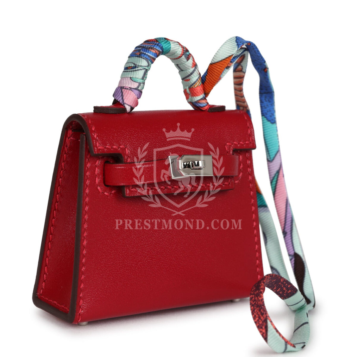 Hermes Mini Kelly Twilly Bag Charm Rouge Vif Tadelakt Palladium Hardware — изображение 2