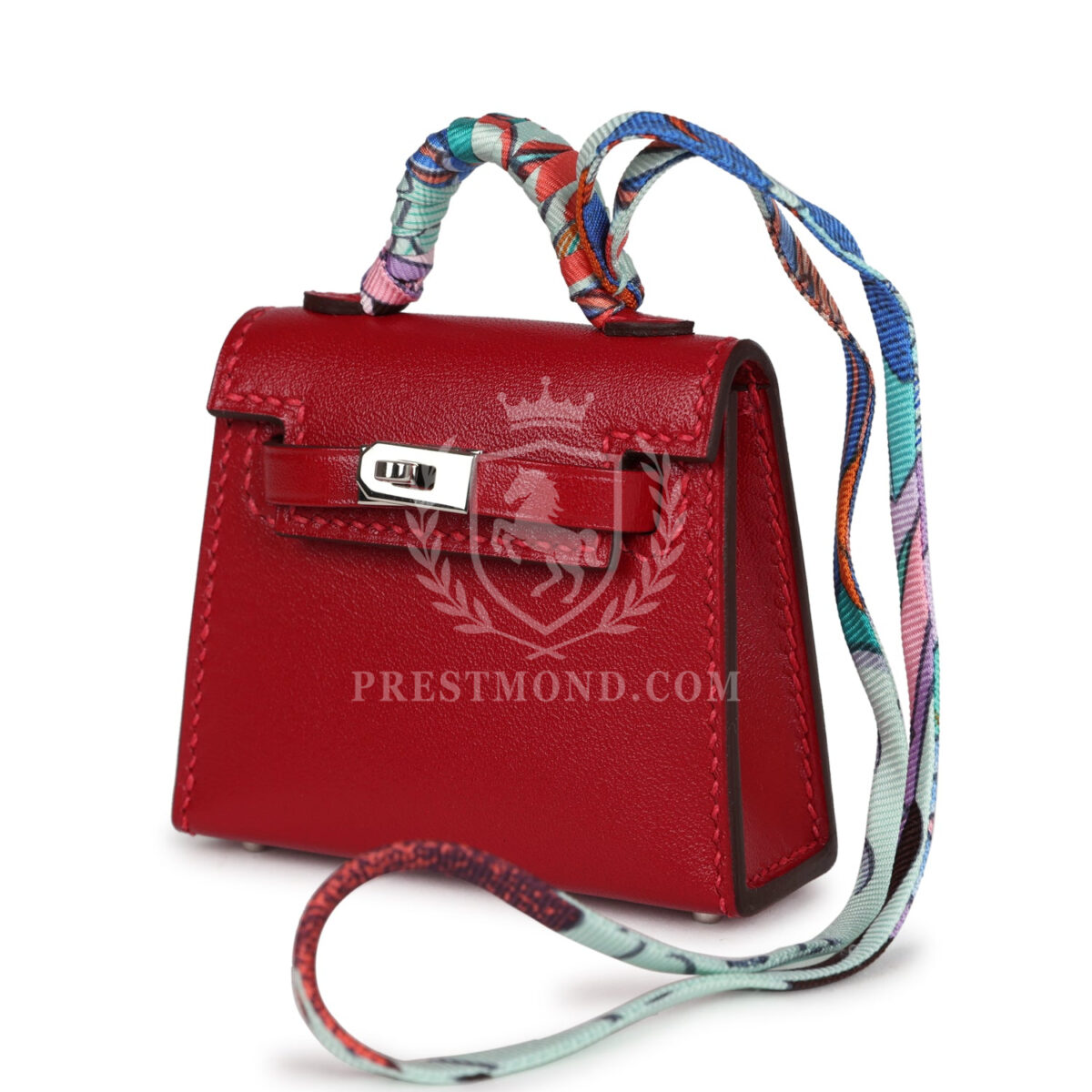 Hermes Mini Kelly Twilly Bag Charm Rouge Vif Tadelakt Palladium Hardware — изображение 5