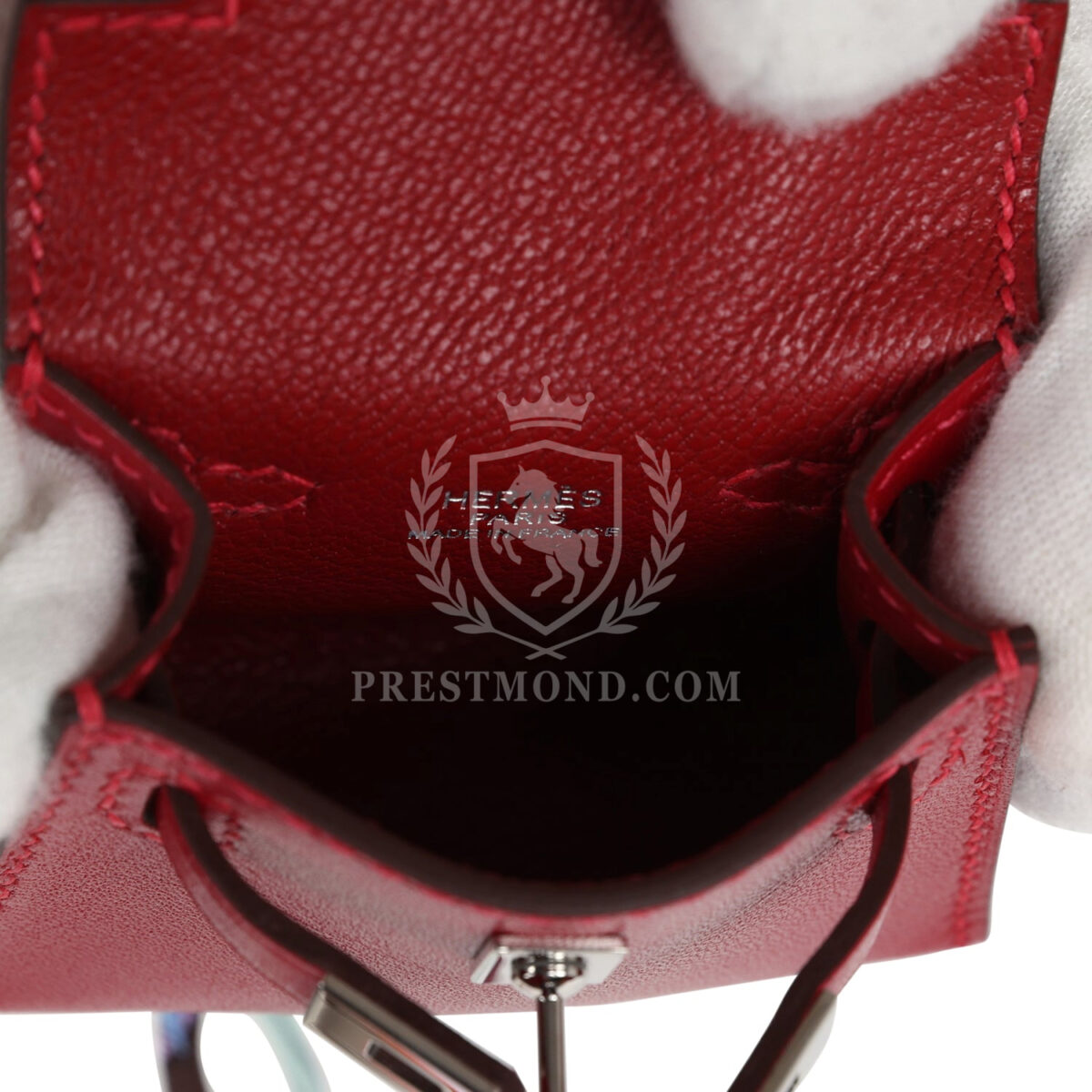 Hermes Mini Kelly Twilly Bag Charm Rouge Vif Tadelakt Palladium Hardware — изображение 7
