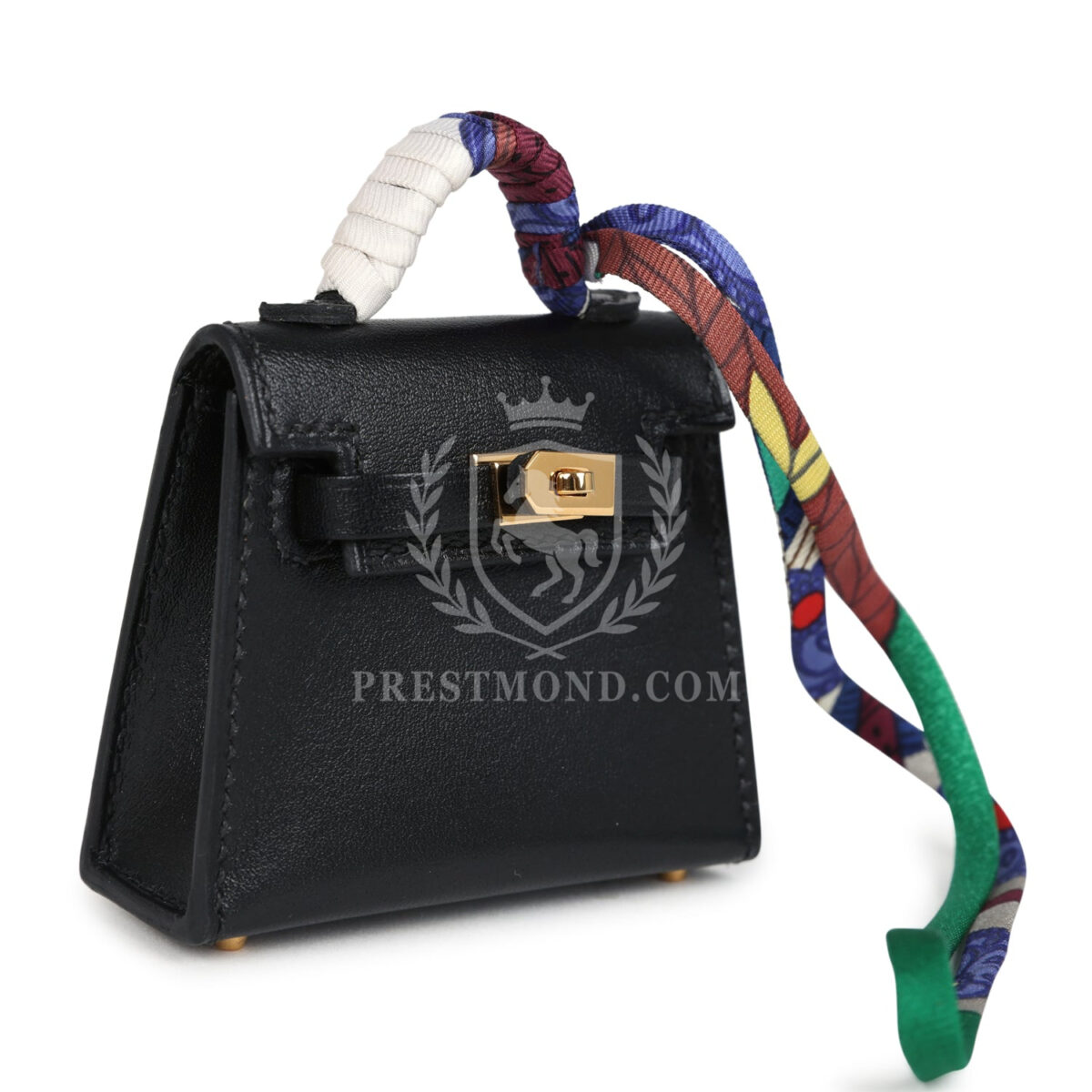 Hermes Mini Kelly Twilly Bag Charm Black Tadelakt Gold Hardware — изображение 2