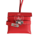 Hermes Kelly Festival Bag Charm Rouge Radieux Swift Palladium Hardware