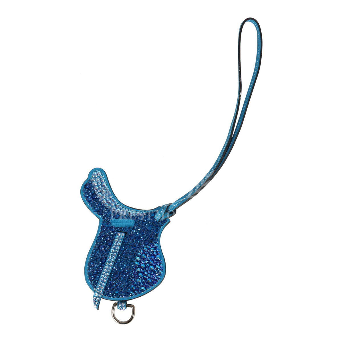 Custom Blue Swarovski Crystal Hermes Paddock Saddle Bag Charm Bleu Zanzibar Swift Palladium Hardware — изображение 3