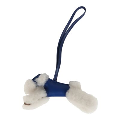 Hermes Budy Charm Bleu France and Bleu Saphir Milo Lambskin and Merino Sheepskin