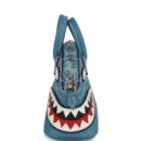 Hermes Bolide Shark Bag Charm Blue Jean, Black and White Swift Palladium Hardware