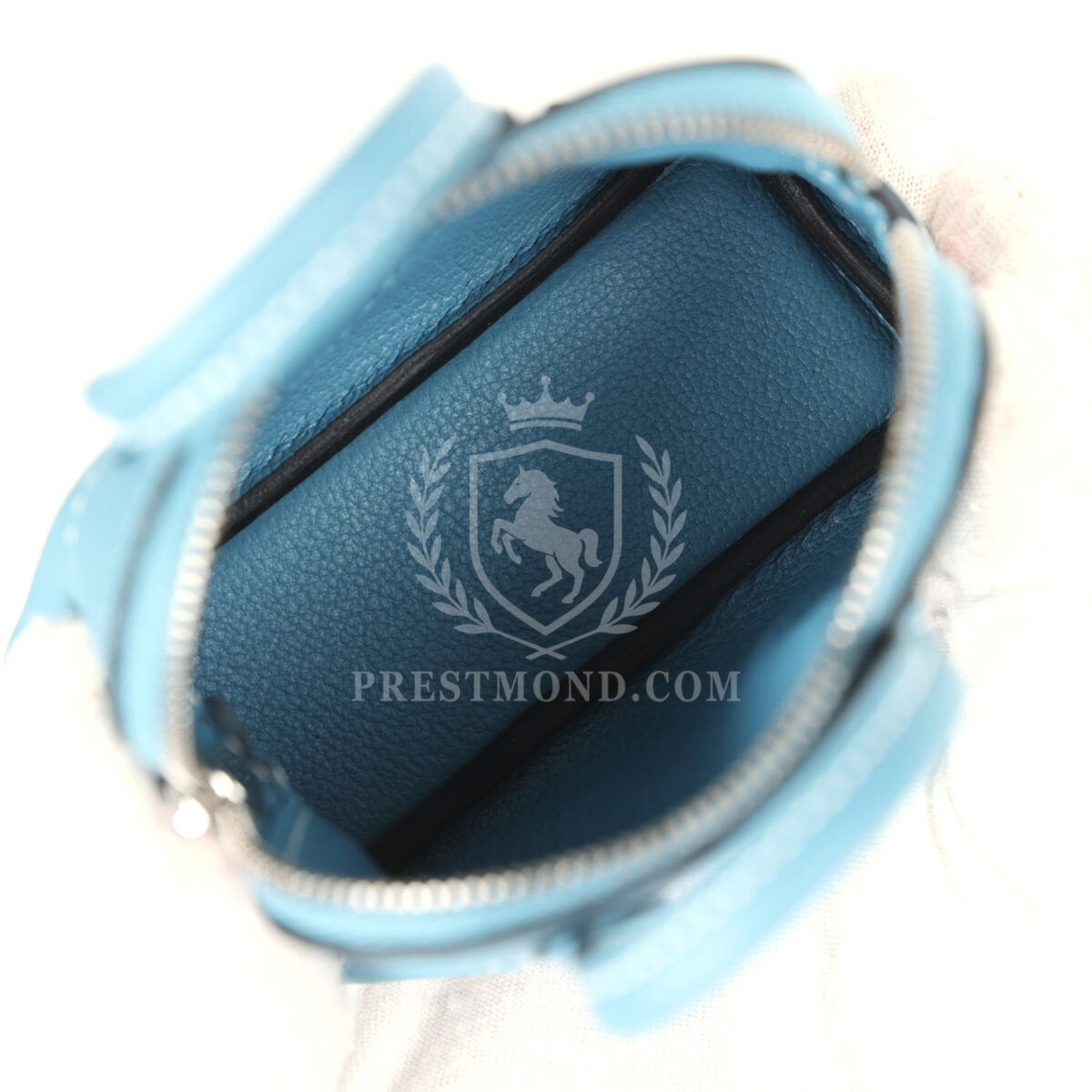 Hermes Bolide Shark Bag Charm Blue Jean, Black and White Swift Palladium Hardware — изображение 8