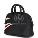 Hermes Mini Bolide Shark Bag Charm Black and White Swift Palladium Hardware