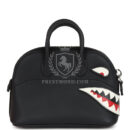 Hermes Mini Bolide Shark Bag Charm Black and White Swift Palladium Hardware