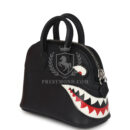 Hermes Mini Bolide Shark Bag Charm Black and White Swift Palladium Hardware