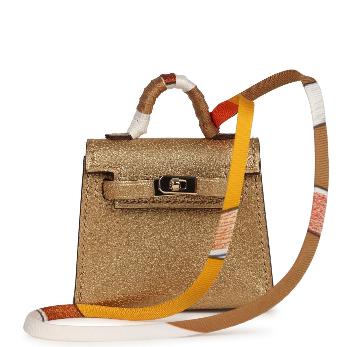 Hermes Mini Kelly Twilly Bag Charm Dore Chevre Permabrass Hardware