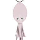 Hermes Poulpe Key Ring Charm Mauve Pale, Blanc, Black Milo Lambskin & Epsom Palladium Hardware