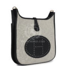 Hermes Evelyne III PM Black Clemence and Ecru Toile GHW
