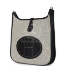 Hermes Evelyne III PM Black Clemence and Ecru Toile GHW