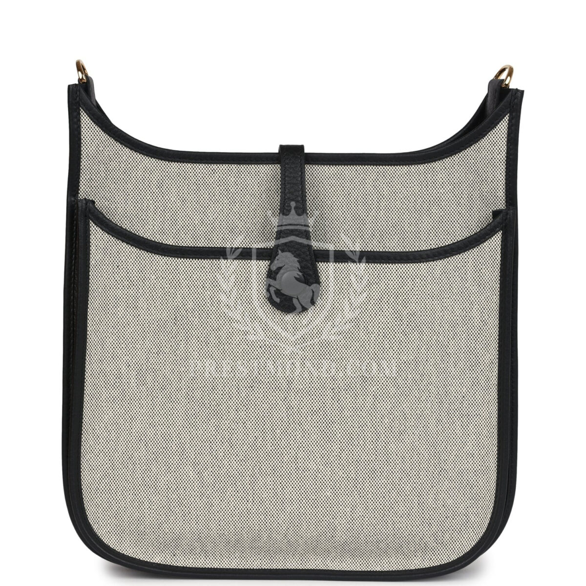 Hermes Evelyne III PM Black Clemence and Ecru Toile GHW — изображение 4