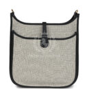 Hermes Evelyne III PM Black Clemence and Ecru Toile GHW