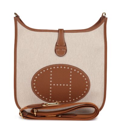 Hermes Evelyne III PM GHW Clemence and Ecru Toile H Canvas GHW