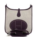 Hermes Evelyne III PM Cassis Clemence and Ecru Toile H PHW