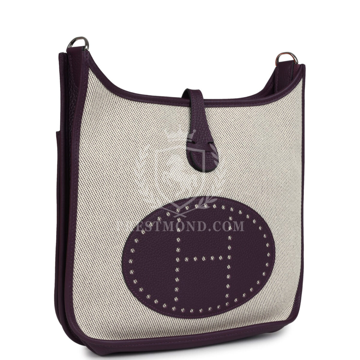 Hermes Evelyne III PM Cassis Clemence and Ecru Toile H PHW — изображение 2