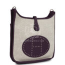 Hermes Evelyne III PM Cassis Clemence and Ecru Toile H PHW
