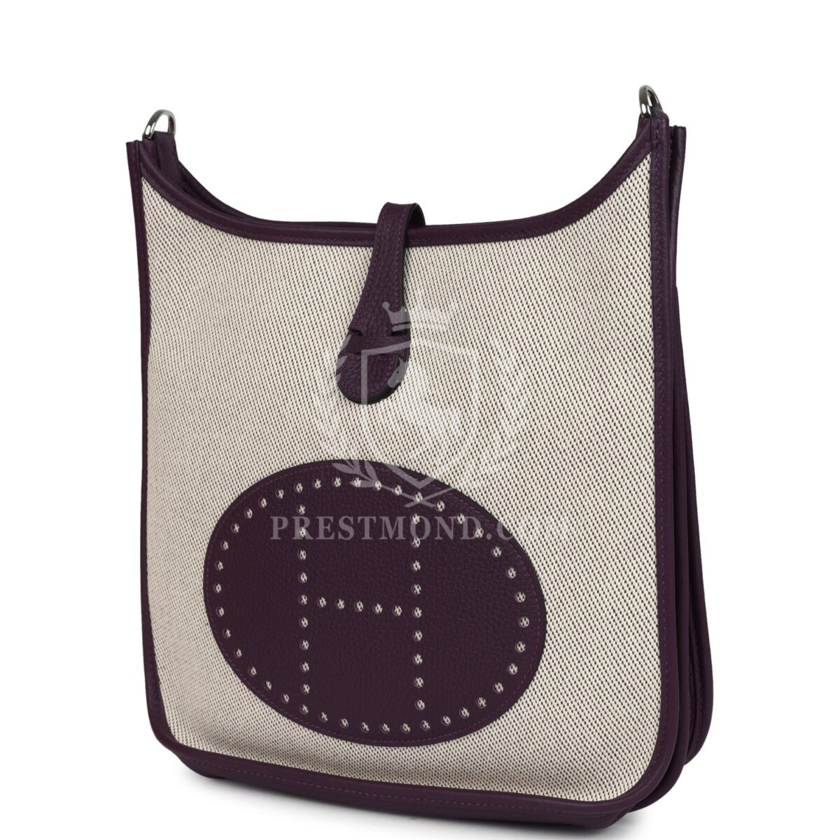 Hermes Evelyne III PM Cassis Clemence and Ecru Toile H PHW — изображение 5