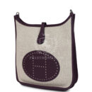 Hermes Evelyne III PM Cassis Clemence and Ecru Toile H PHW