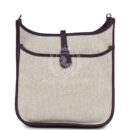 Hermes Evelyne III PM Cassis Clemence and Ecru Toile H PHW