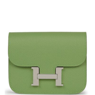 Hermes Constance Slim Wallet Vert Criquet Epsom PHW