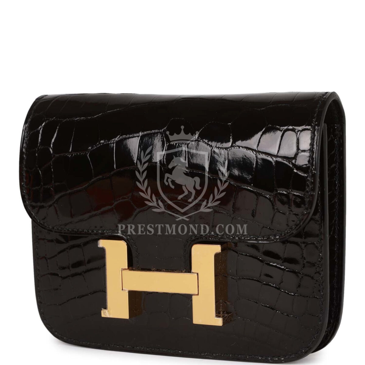 Hermes Constance Slim Wallet Shiny Black Alligator GHW — изображение 5
