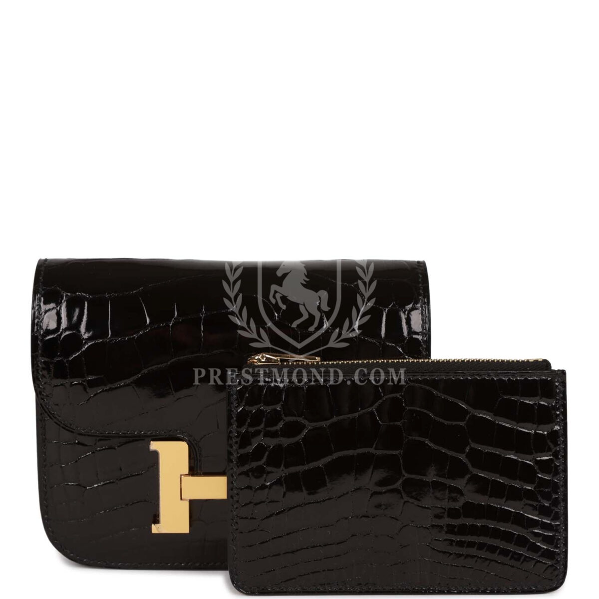 Hermes Constance Slim Wallet Shiny Black Alligator GHW — изображение 7
