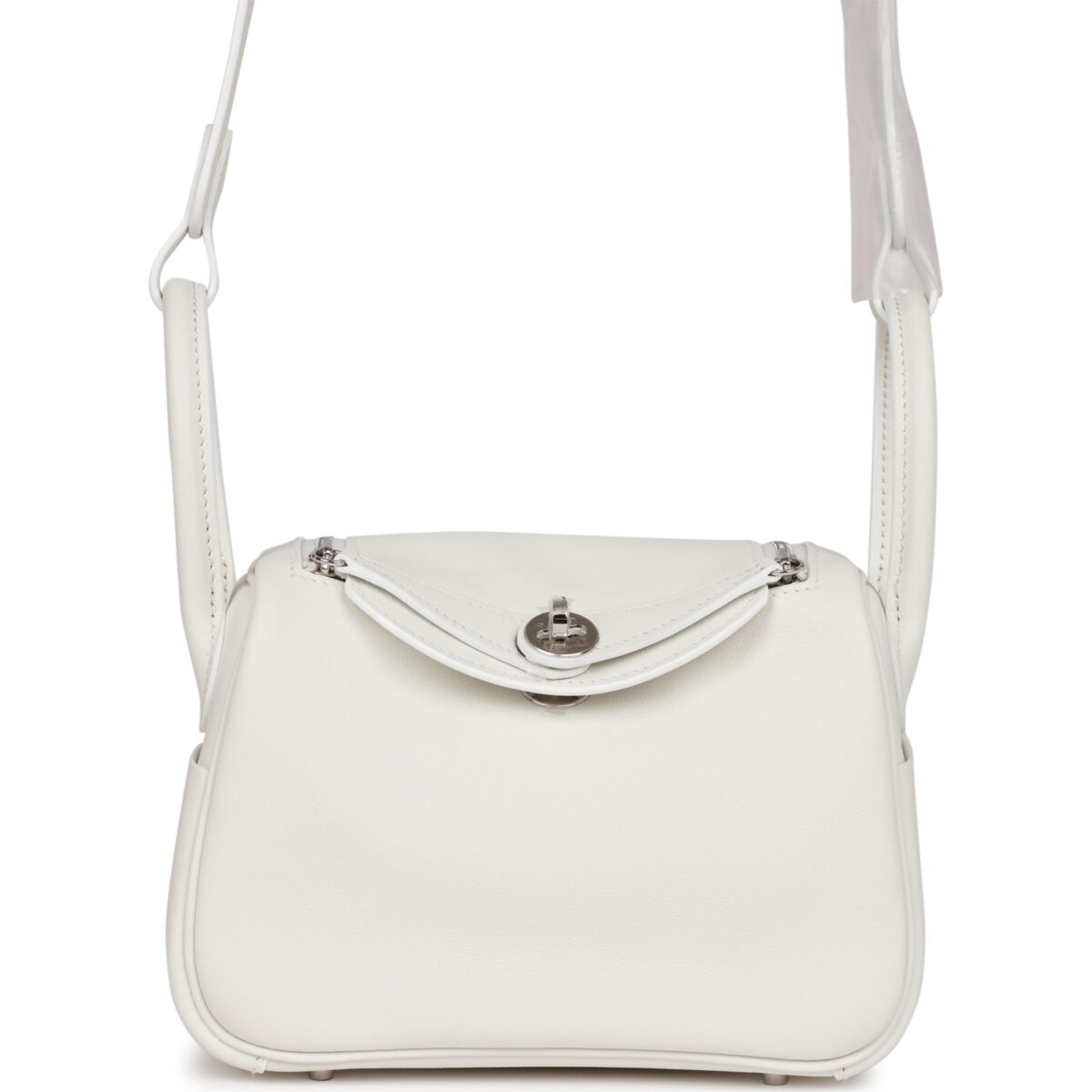 Hermes Mini Lindy White Swift PHW