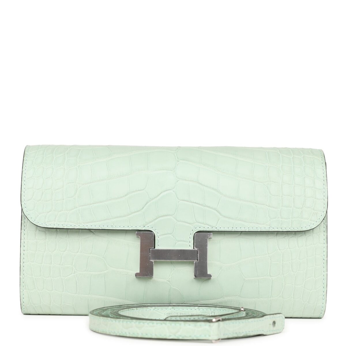 Hermes Constance Wallet To Go Vert D'eau Matte Alligator PHW