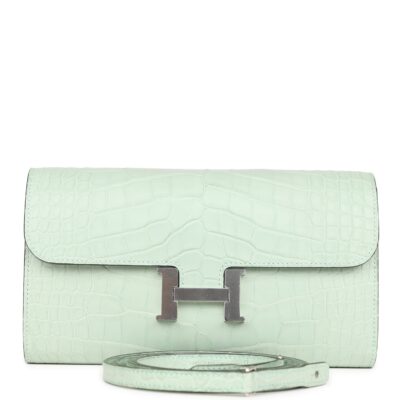 Hermes Constance Wallet To Go Vert D'eau Matte Alligator PHW
