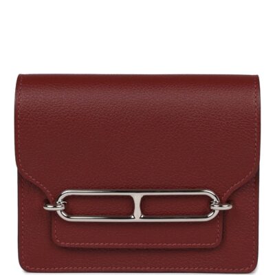 Hermes Roulis Slim Wallet Bi-Color Rouge H/Rose Azalee Evercolor PHW
