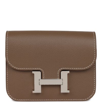 Hermes Constance Slim Wallet Etoupe Evercolor PHW
