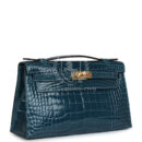 Hermes Kelly Pochette Vert Bosphore Shiny Alligator GHW