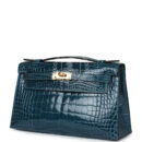 Hermes Kelly Pochette Vert Bosphore Shiny Alligator GHW