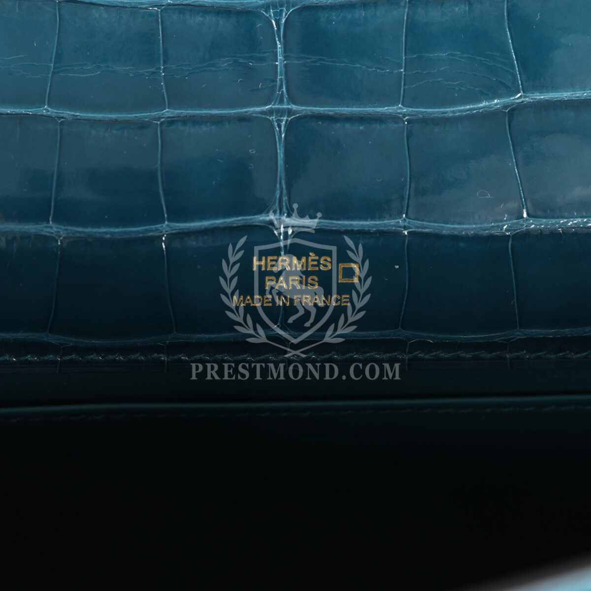 Hermes Kelly Pochette Vert Bosphore Shiny Alligator GHW — изображение 7