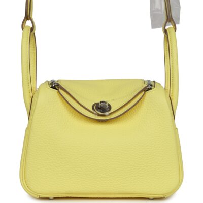 Hermes Mini Lindy Limoncello Clemence PHW