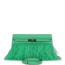 Hermes Kelly Elan Foile Vert Comics Chevre and Ostrich Feather PHW