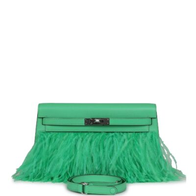 Hermes Kelly Elan Foile Vert Comics Chevre and Ostrich Feather PHW