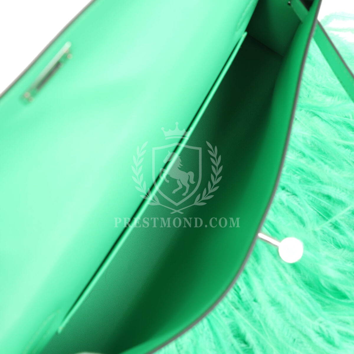 Hermes Kelly Elan Foile Vert Comics Chevre and Ostrich Feather PHW — изображение 8