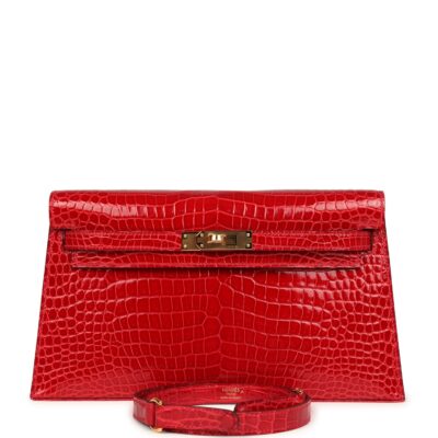 Hermes Kelly Elan Braise Shiny Porosus Crocodile GHW