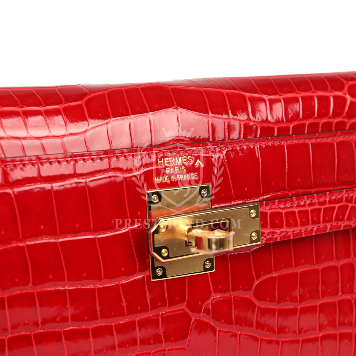 Hermes Kelly Elan Braise Shiny Porosus Crocodile GHW — изображение 7