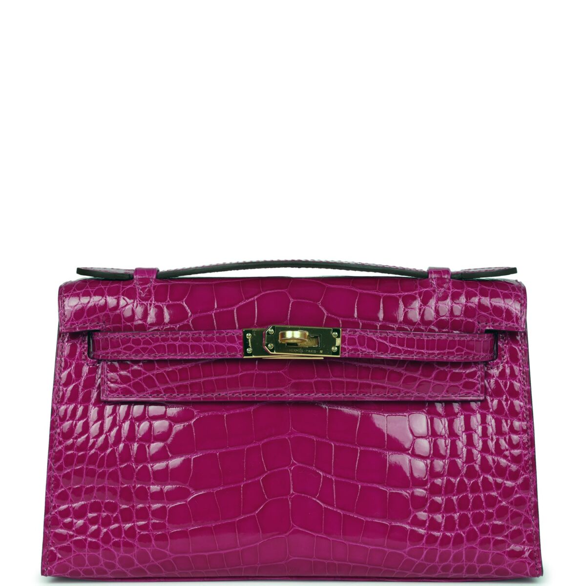 Hermes Kelly Pochette Rose Scheherazade Shiny Alligator GHW