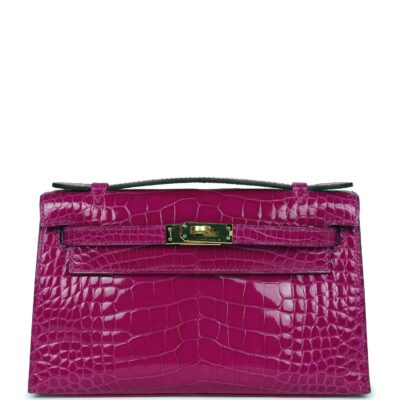 Hermes Kelly Pochette Rose Scheherazade Shiny Alligator GHW