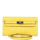 Hermes Kelly To Go Wallet Jaune Citron Ostrich PHW