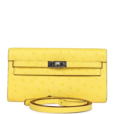 Hermes Kelly To Go Wallet Jaune Citron Ostrich PHW