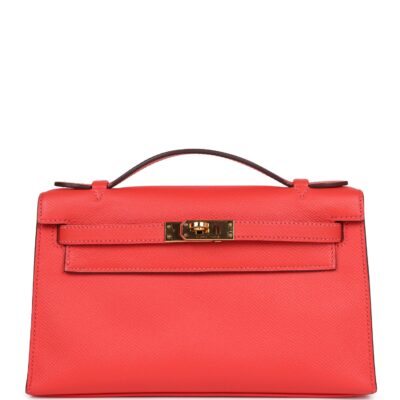 Hermes Kelly Pochette Rose Jaipur Epsom GHW